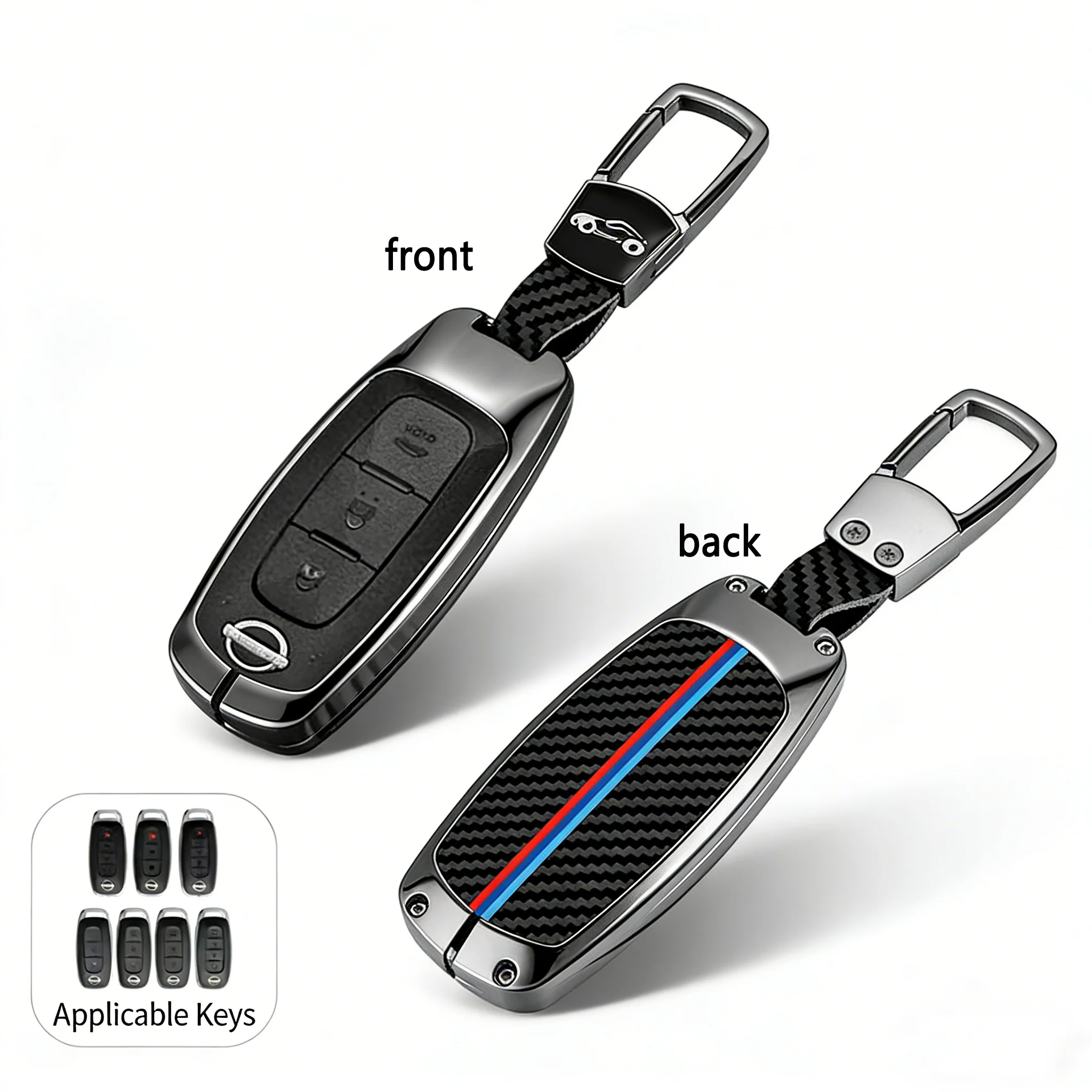 

Alloy Carbon Fiber Car Key Fob Cover Case for Nissan 2024 Altima 14th Gen Sylphy Ariya, 3/4/5 Button Smart Remote Key Protector