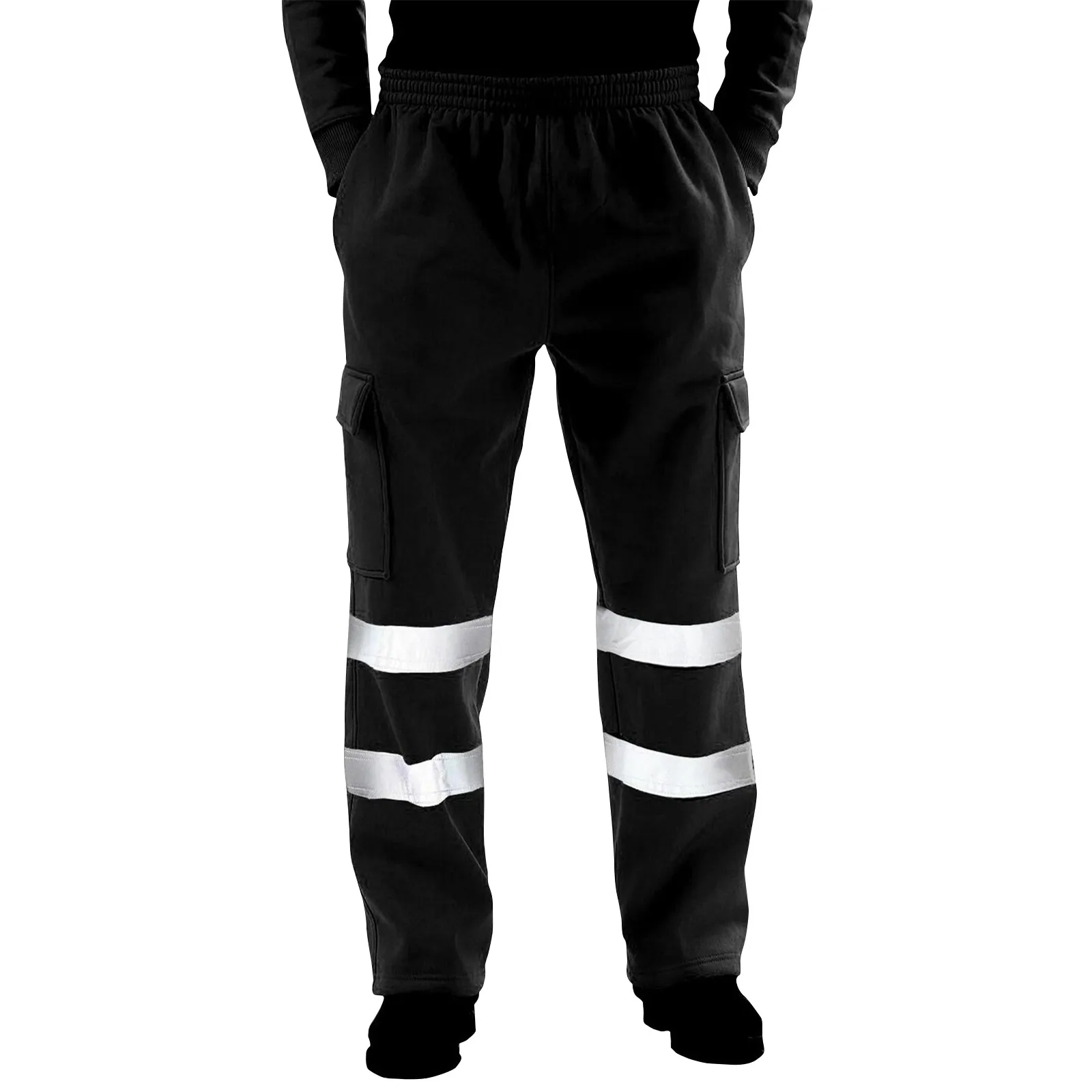 New Men\'S Nighttime Casual Pants With Silver Reflective Strips Wear-Resistant And Dirt-Resistant Legging Overalls Sanitation