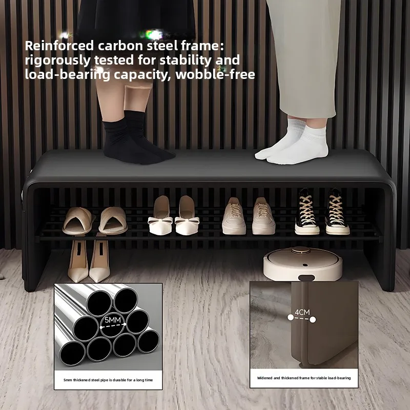 #Light luxury long bench, high-end leather shoe changing bench, doorstep shoe wearing bench