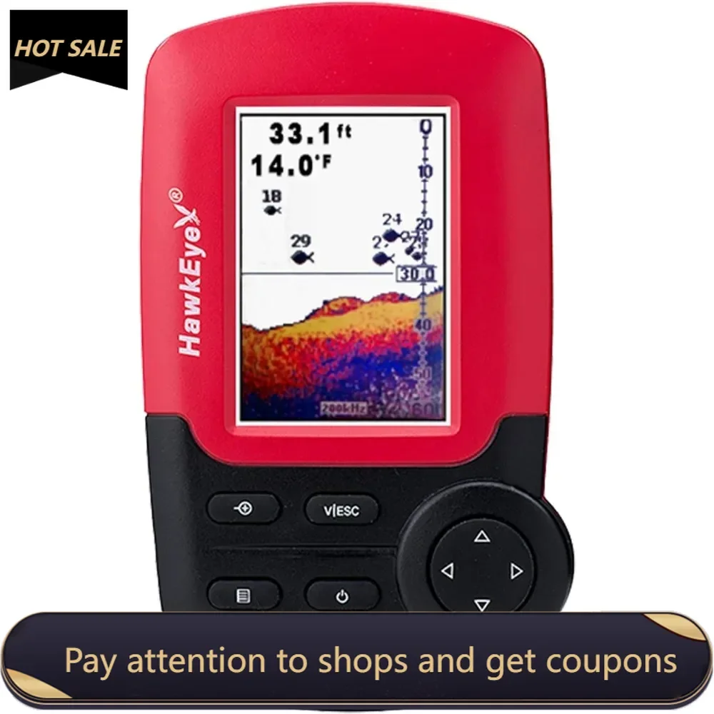 Fishtrax 1C Fish Finder with HD Color Virtuview Display, Black/Red, 2