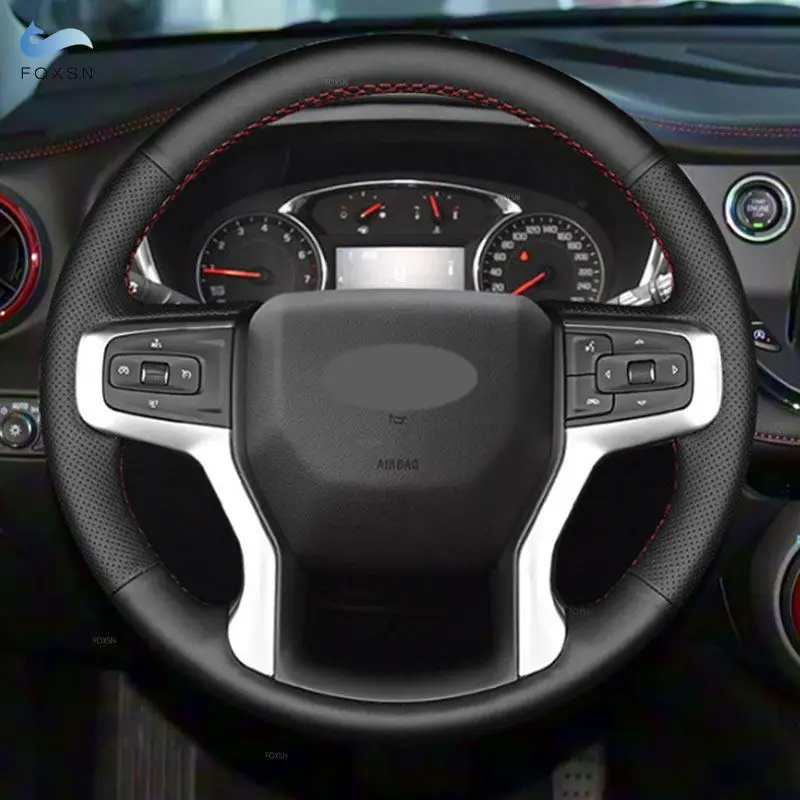 

Для Chevrolet Blazer 2019-2022 3500HD 2020-2021 Suburban Tahoe 2021, чехол на руль автомобиля Silverado, кожаная отделка из микрофибры