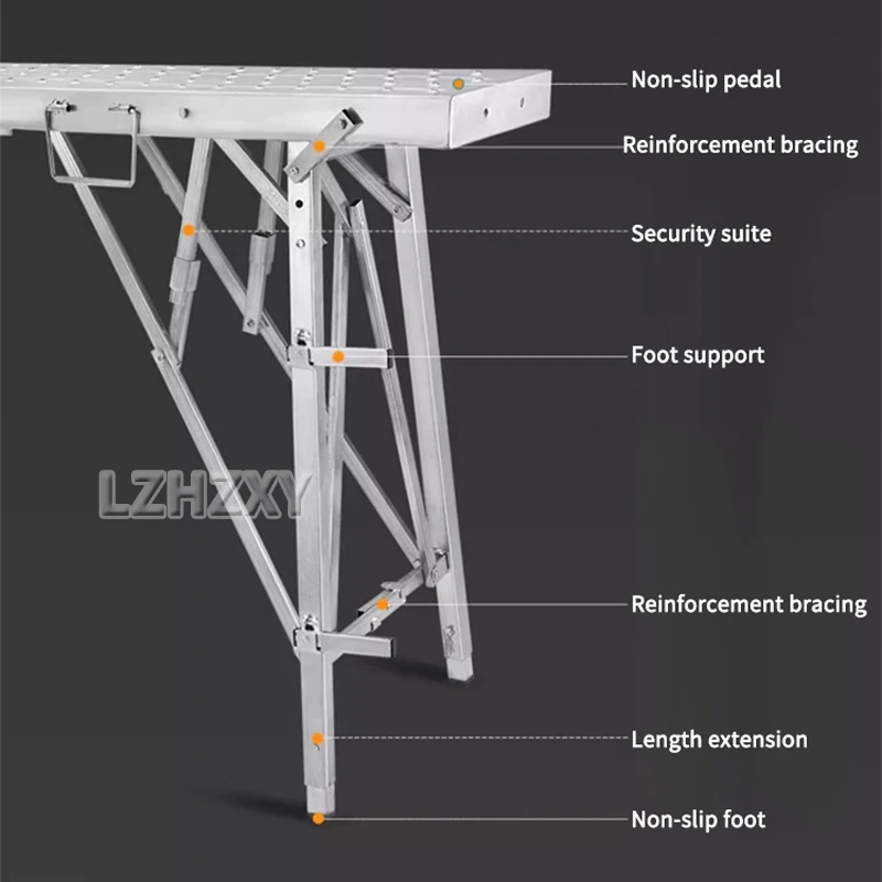 Banc d'échelle de tabouret de cloison sèche en aluminium avec pieds coordonnants pour laver les véhicules, plate-forme de travail pliante, capacité de charge de 150kg