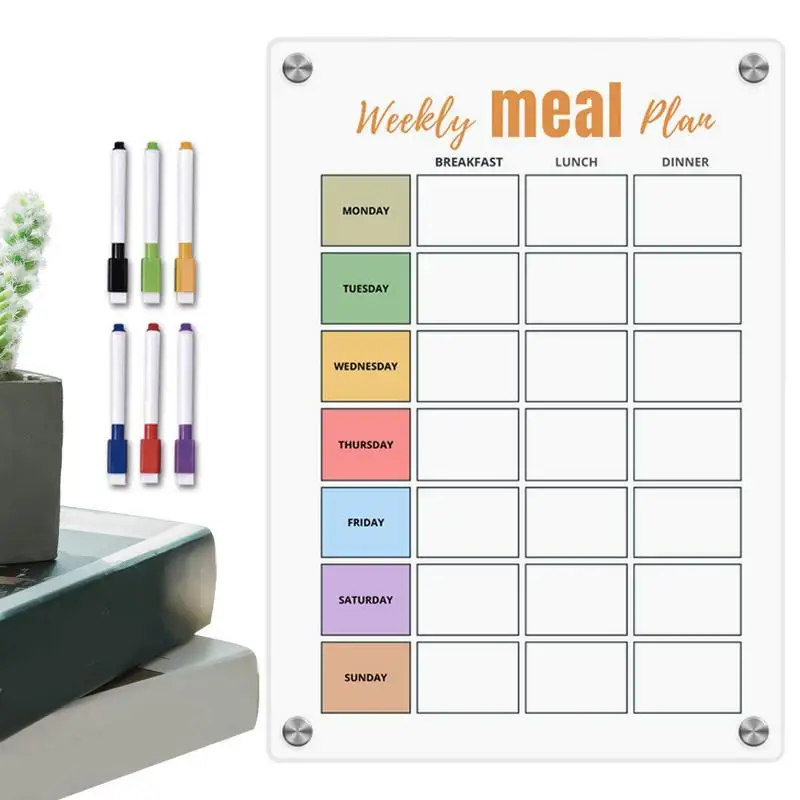 Magnetic Calendar For Fridge Monthly Weekly Planner Magnetic Schedule Whiteboard with 6 Colorful Erasable Pens Menu note board