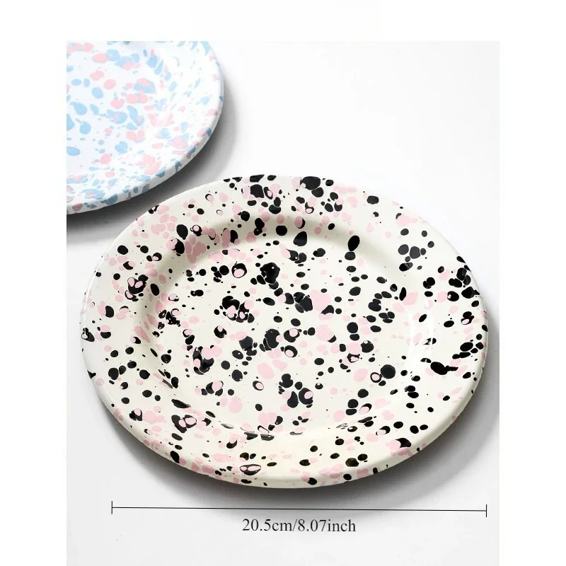 【Premium】Designer-Inspired Ink-Splashed Pasta Plate Ideal for Breakfast, Brunch, Bread, Cake & Desserts | Unique Home Tableware