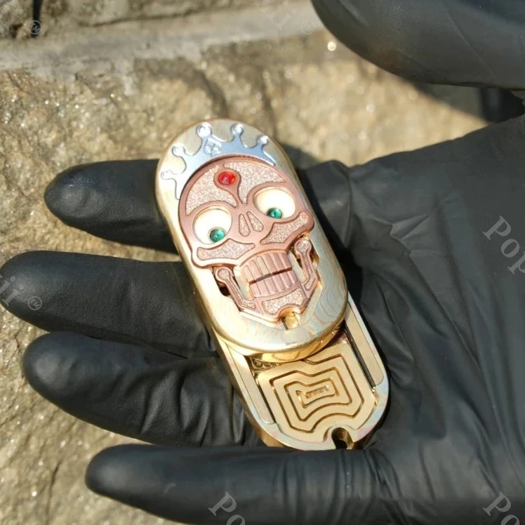 SAS EDC Mokume Meccanico Teschio Push Slider Tessitura Prodotti Finiti Giocattolo Antistress Fresco Gadget Tavolo Ornamento Ansia Giocattoli