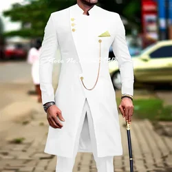 Trajes blancos para hombre, traje ajustado para fiesta de graduación, boda, padrinos de boda, traje de novio, esmoquin, 2 uds., traje de moda, chaqueta para hombre, pantalones