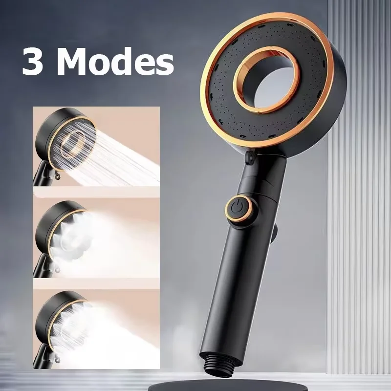 High-Pressure Shower Head with 3 Spray Settings - Water Saving Quick Pause Button, ABS Material for Luxury Shower Experience