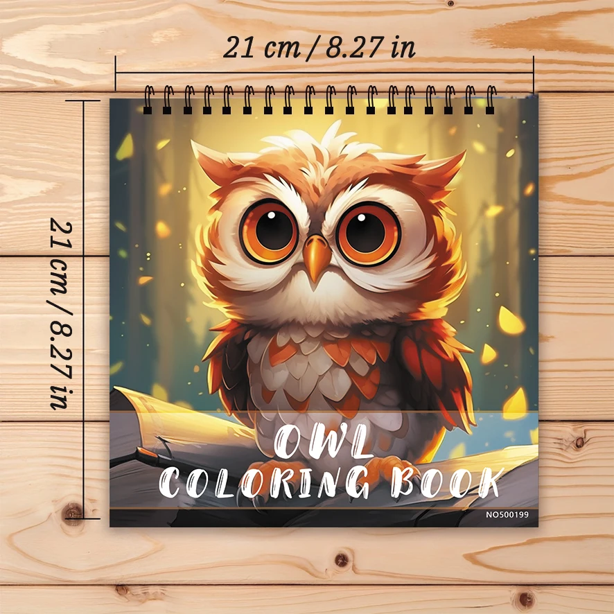 Owl Coloring Pages Book 8.27x8.27 inches 22 Sheets Relaxing Gift for Family