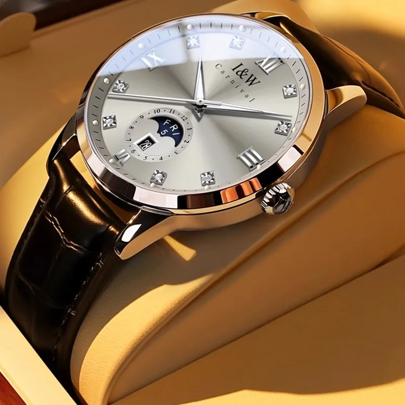 

КАРНАВАЛ Брендовые механические часы Роскошный сапфировый календарь MIYOTA Механизм Автоматические наручные часы Водонепроницаемые для мужчин Montre Homme