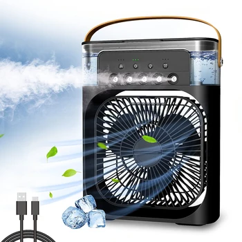 IRALAN 모던 휴대용 선풍기 에어컨, USB 전기 선풍기, LED 물 미스트, 재미있는 3-in-1 가습기, 가정 방 주방용