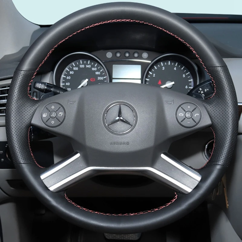 DIY Black Microfiber Leather Steering Wheel Cover For  Mercedes Benz M-Class  R-Class 2009-2017 GL-Class Steering Wheel Cover