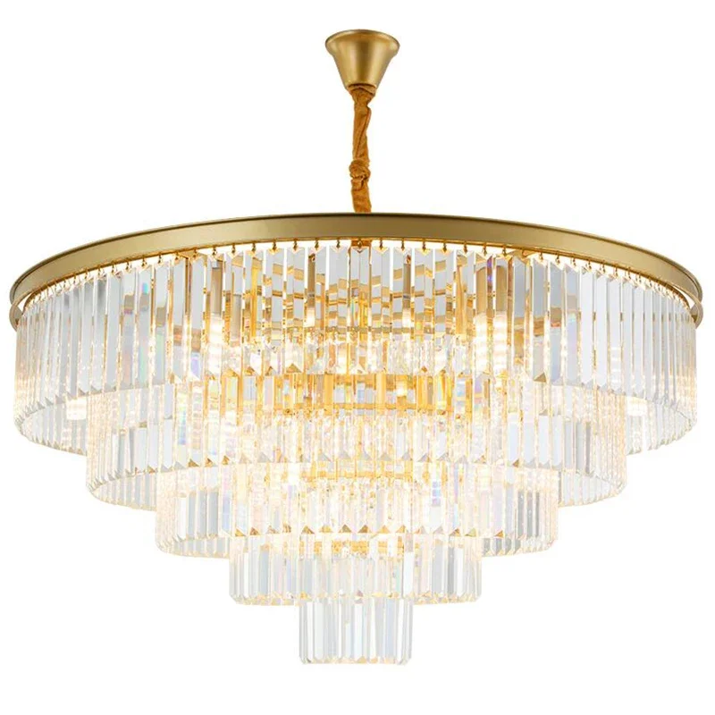 

Modern round golden chandelier crystal lighting restaurant American crystal lamp chandelier