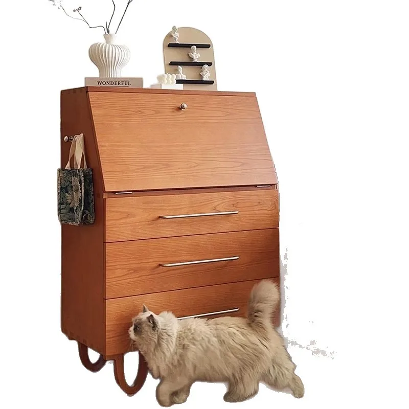 

Минималистичный комод из цельного дерева для гостиной, диван, боковой шкаф, обеденный боковой шкаф, прикроватная тумбочка для спальни, средневековое хранилище для дома