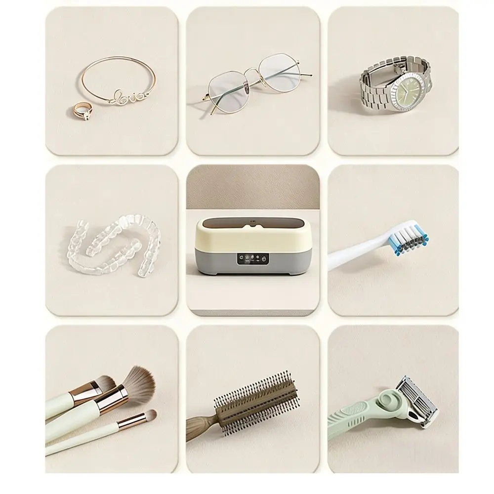High Frequency Automatic Ultrasonic Cleaner 3 Modes Multifunctional Jewelry Washing Machine 360 Degree Cleaning Low Noise