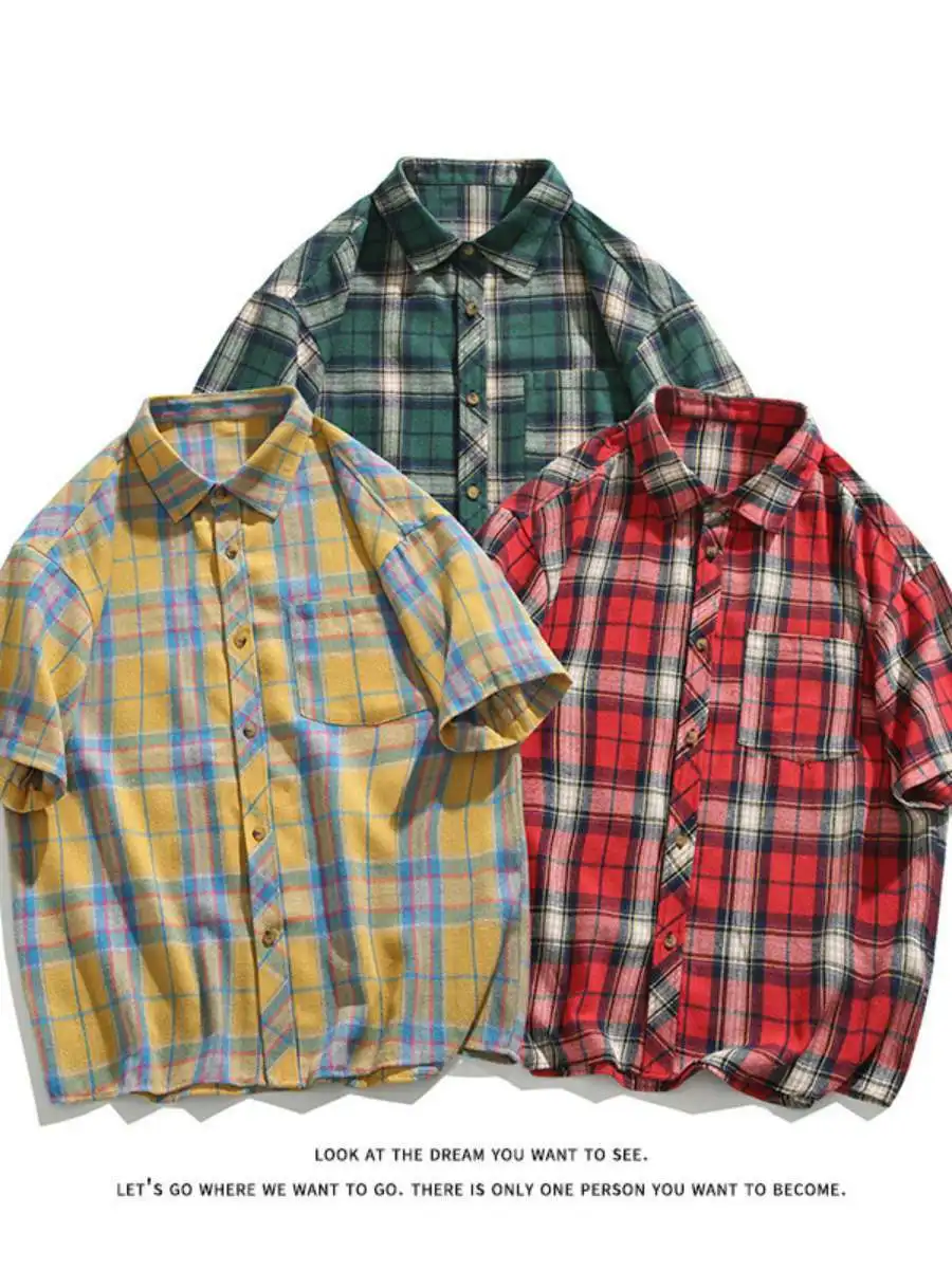 

Модный мужской клетчатый ор Све в стиле ретро с воротником irt в Корейском стиле, свободный крой, весеннее новое поступление, повседневный топ для повседневной носки