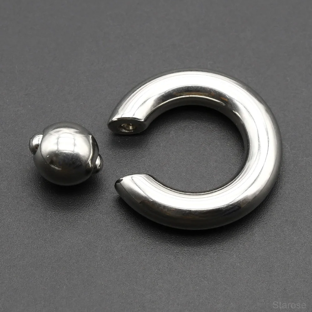 1Pc Large Gauges Stainless Steel CAPTIVE SPRING BEAD RING for Septum Piercing BCR Nose Ring Hoop Expander Earlobe Earrings 00G