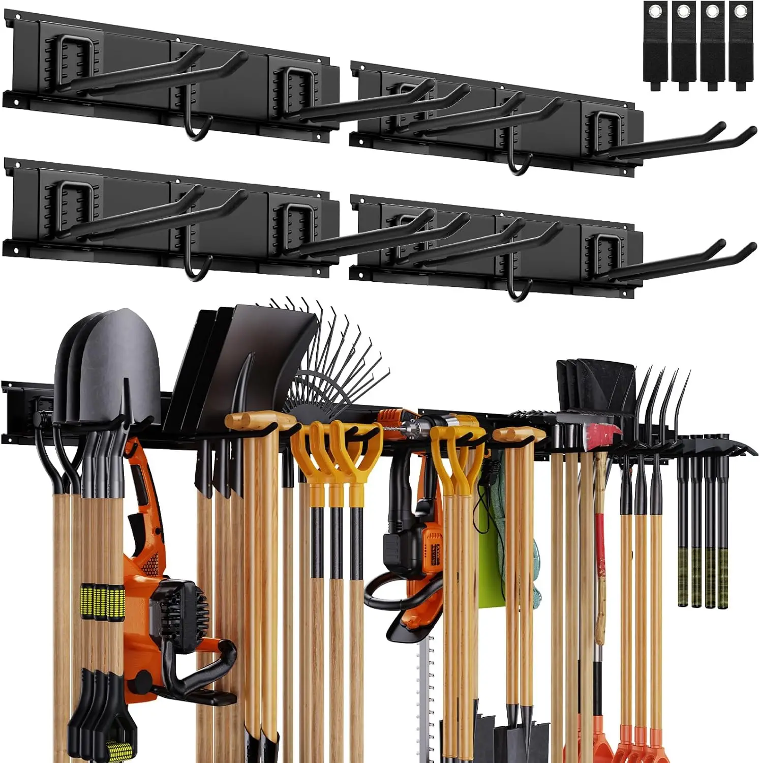 

64 Inch Wall Mount Tool Organizer with Adjustable Hooks, Heavy Duty Storage for Garden Tools, Supports Up to 900 lbs