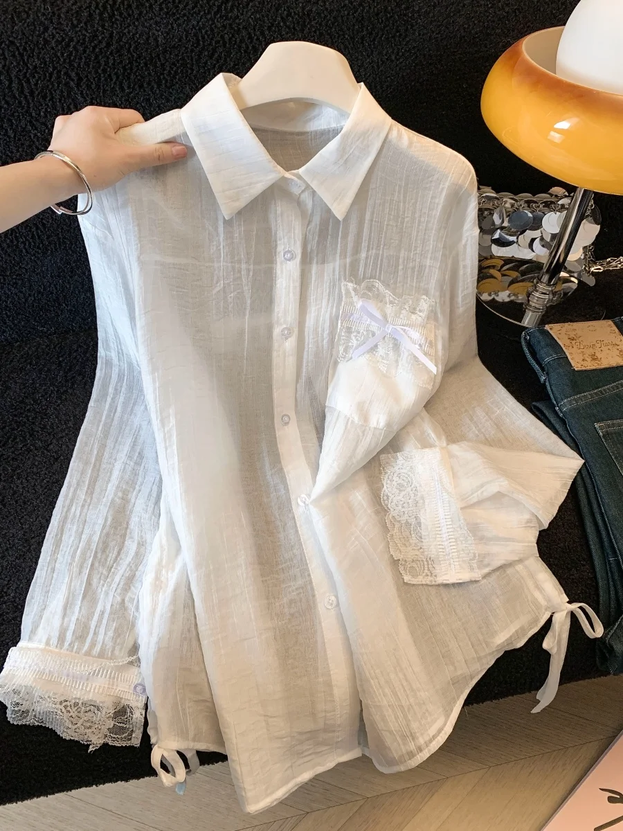 

Синяя женская рубашка-куртка с длинным рукавом, новинка 2026 года, весна-осень, с оригинальным дизайном, в корейском стиле, для создания непринужденного образа