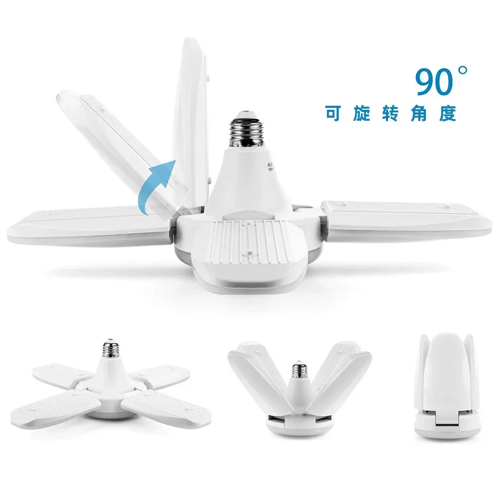 E27 Fan-shaped LED Tricolor Light Bulb  Foldable Led Light Bulb Lampada for Home Ceiling Light Living Room