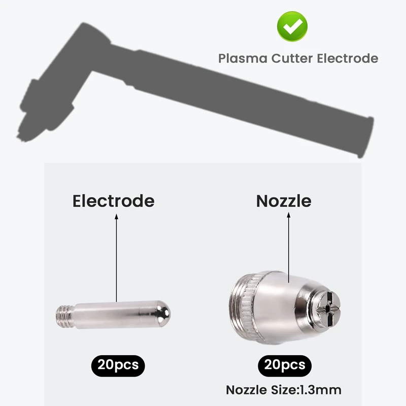 40Pcs AG60 Plasma Cutting Torch Consumable SG55 Plasma Cutter Kit 60A AG-60 Plasma Torch Tip Electrode Nozzle