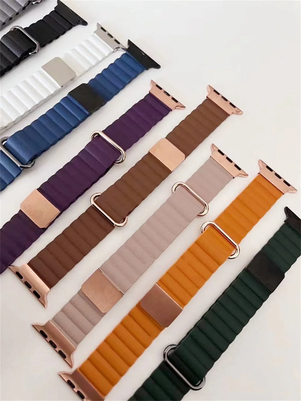 Leather Loop Strap For Apple Watch band 49mm 45mm 41mm 44mm 40mm 38mm 42mm Magnetic bracelet belt correa iWatch Ultra2 9 8 5 6 7