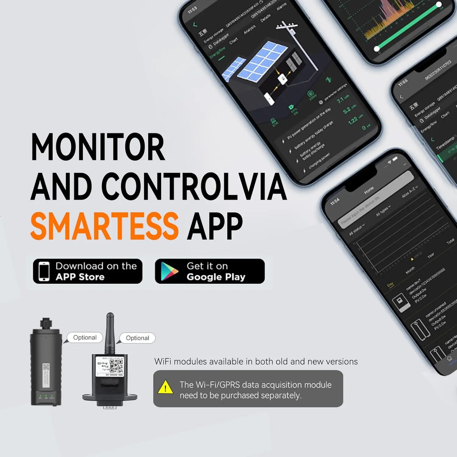 Módulo WIFI inversor solar híbrido PowMr para POW-SunSmart SP5K/10K/10KP/6.5KP/12KPL3 e POW-LVM3K/3.2K/5K