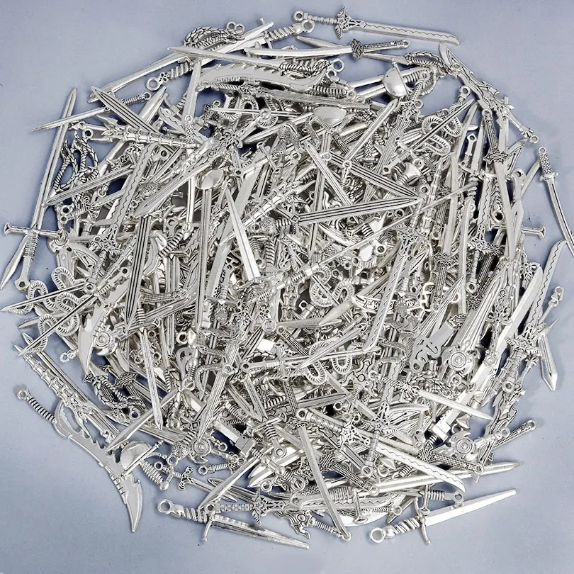 10/20Pcs Vintage Knight Sword Charms for DIY Crafting