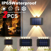 1-4PCS 10/6/2 LED Solar Wall Lamp Outdoor Waterproof Up and Down Luminous Lighting for Garden Fence Decoration Sunlight Light