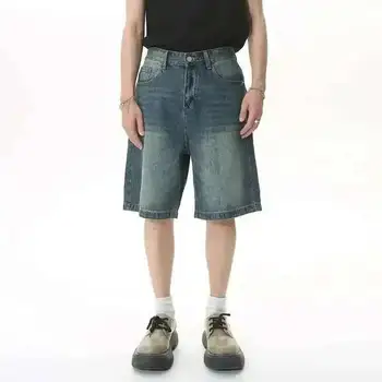 IEFB Summer Men's Casual Jeans Shorts Loose Mid High Waist Fashion Knee Lenght Denim Short Pants Vintage Male New Korean 9A8588 4 IEFB Summer Men's Casual Jeans Shorts Loose Mid High Waist Fashion Knee Lenght Denim Short Pants Vintage Male New Korean 9A8588 4
