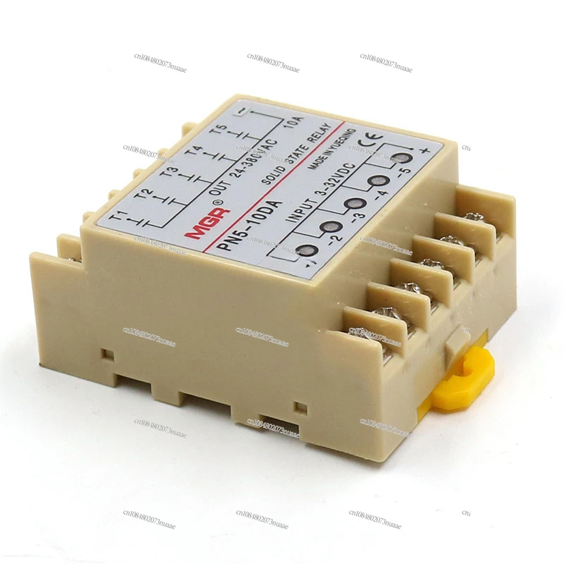 PN5-10DA 5 Groups Din Rail SSR Quintuplicate Five Input 3~32VDC Output 24~380VAC Single Phase DC Solid State Relay