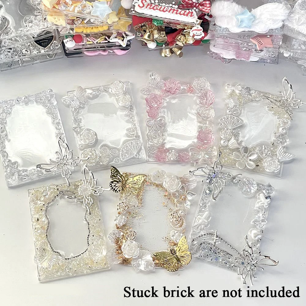 INS Sweet DIY Card Brick Material Acrylic Photo Holder Decor Accessories Y2k Butterfly Flower Photo Card Sleeve Material Kit