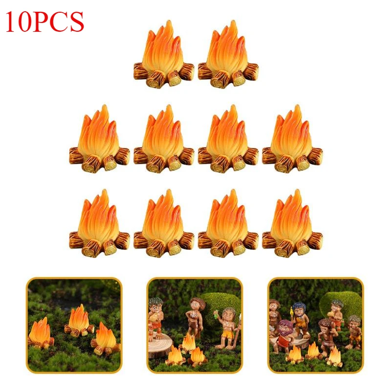 Figuras y miniaturas de fuego sin humo, Micro modelo para Patio, decoración de fogata, juguete de imitación, decoraciones falsas, 10/1 ud.