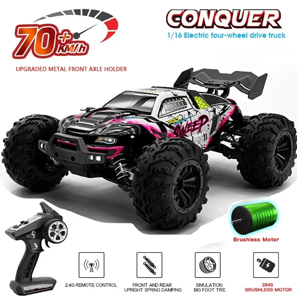 

16101PRO 16102PRO 1:16 70KM/H 4WD RC Car With LED Headlight Remote Control Cars High Speed Drift Monster Truck for Kids Toys