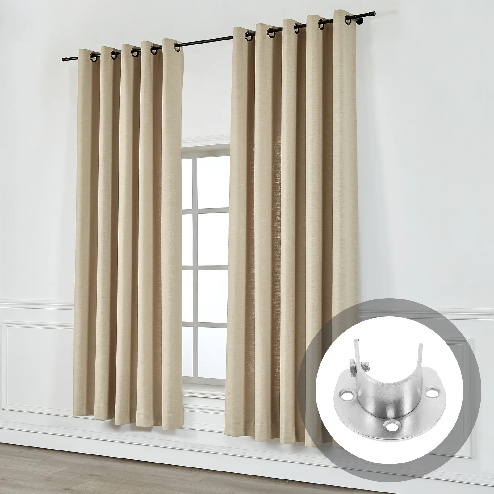 

2Pcs Stainless Steel Closet Rod Brackets Heavy Duty U-Shaped Pole Holders for Closet Curtain Rod Support Round Tube Mounting