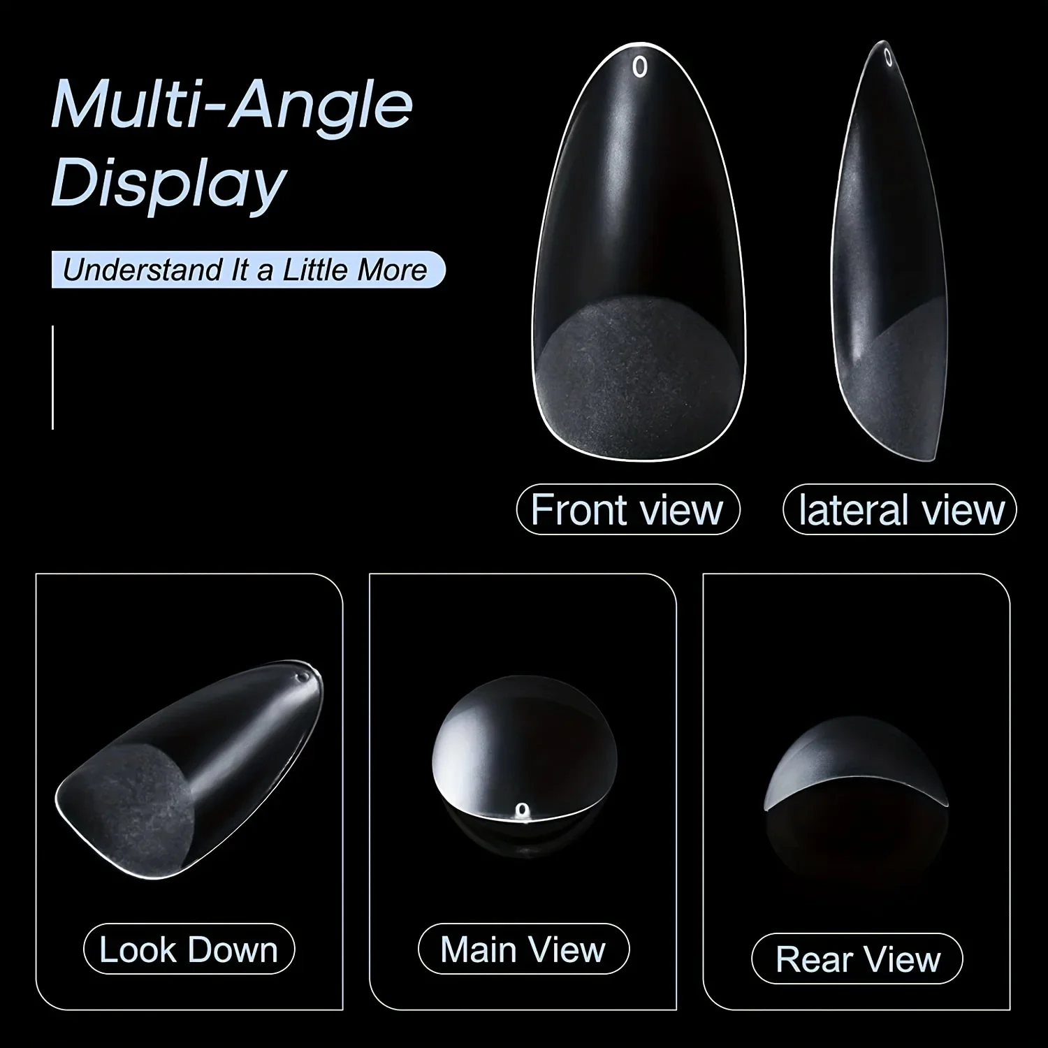 240 Uds. Puntas de uñas postizas de almendra, media cubierta completa de uñas, Stiletto mate esmerilado, extensión de uñas postizas cortas para salón