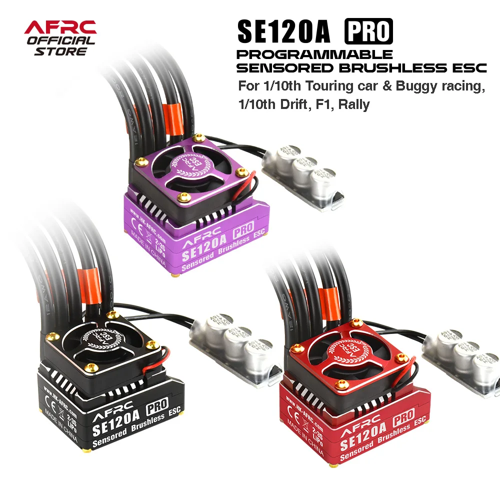 AFRC-SE120A PRO Programmable Sensored Brushless ESC For 1/10th Touring Car & Buggy Racing, 1/10th Drift, F1, Rally Upgrading
