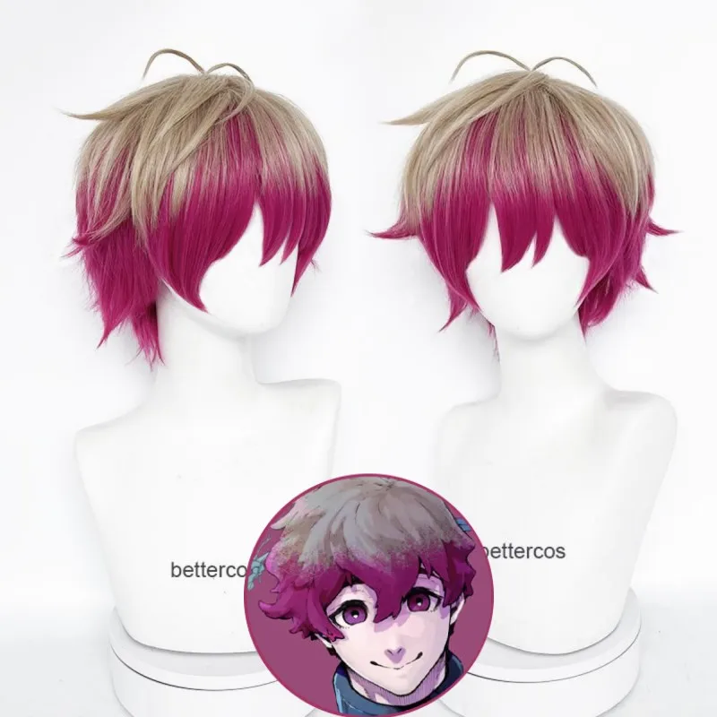 Alexis Ness Cosplay Wig BLUE LOCK Short Linen Rose Red Wig Cosplay Anime Cosplay Wigs Heat Resistant Synthetic Wigs