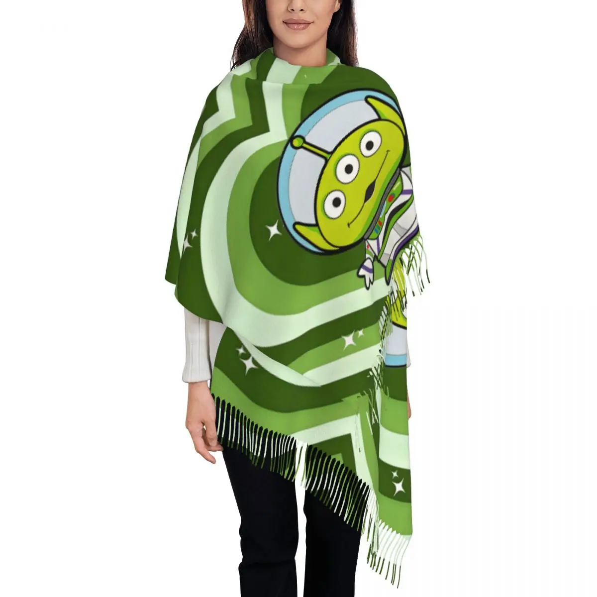 

Леди Большой мультфильм История игрушек Три глаза Чужой Шарфы Женщины Зима Осень Толстая теплая шаль с кисточками Сердце Аниме Kawaii Шарф