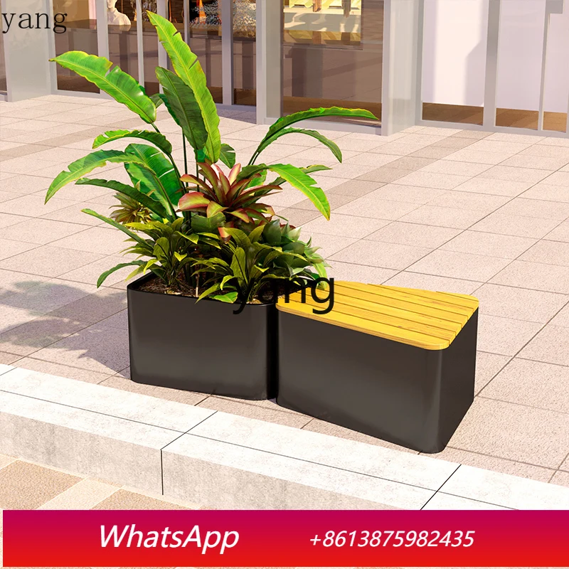 LTT outdoor creative flower pool combination leisure seat park rest chair anti-corrosion wood flower box