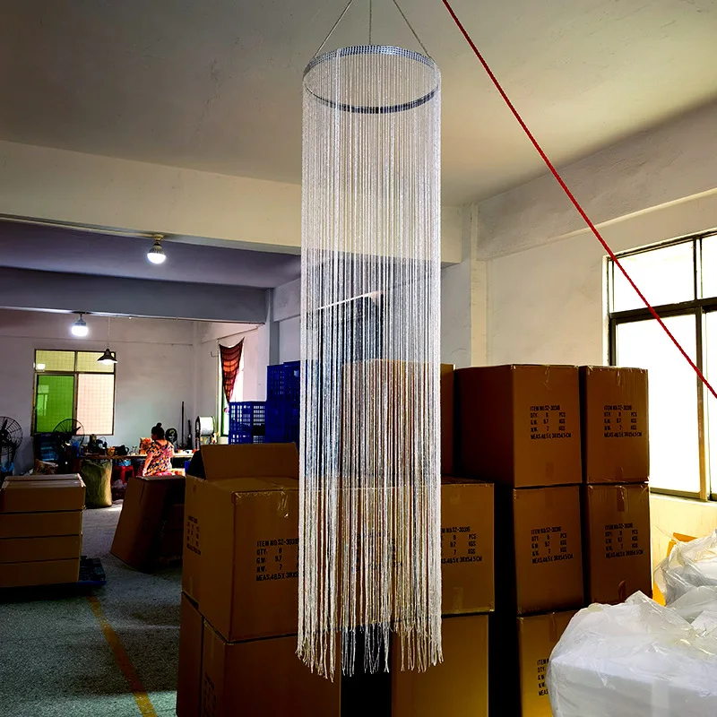 

Wedding props wedding hall ceiling ring fringed line curtain wedding layout decoration wrought iron stage pendant chandelier