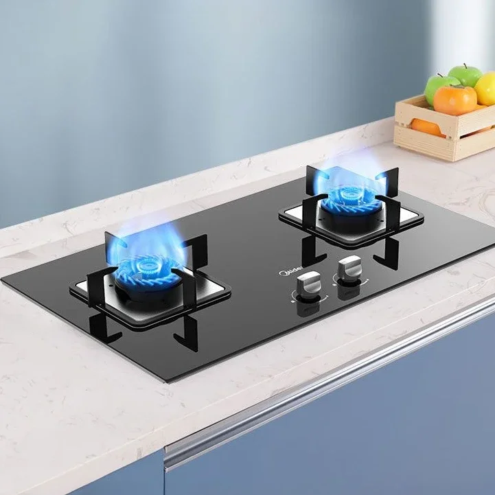 Midea kitchen household gas fire stove natural gas liquefied gas stove tempered glass table embedded dual-use