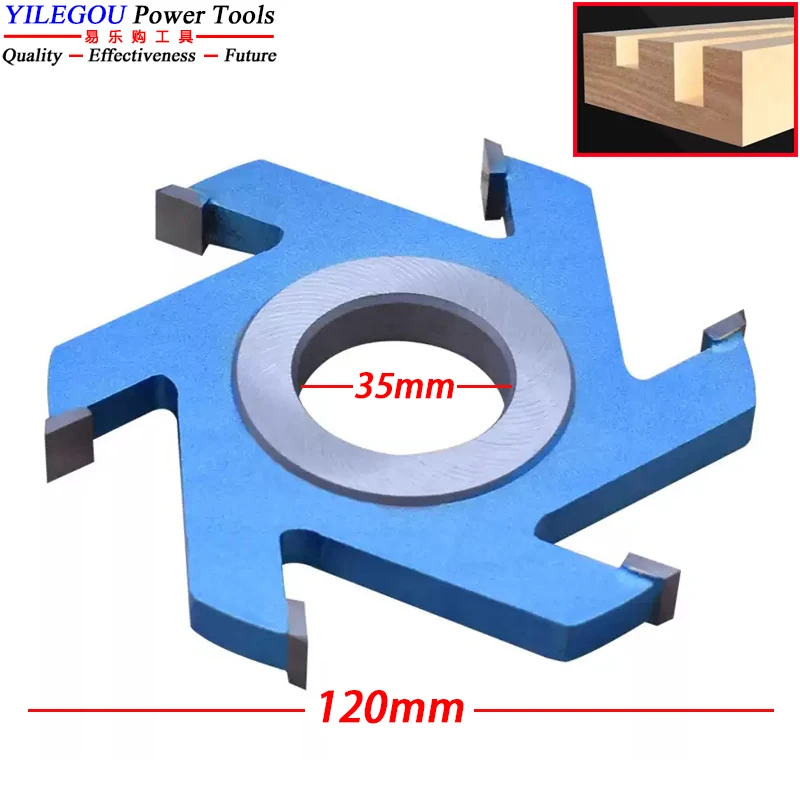 120mm TCT Grooving Bit. 120 x 35mm Slotting Saw Blade. 6 Teeth Milling Cutter For Woodworking, Bore 35mm, Slotting Width: 3-20mm