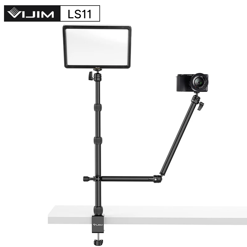 VIJIM LS11 supporto da scrivania C-clamp Mount braccio flessibile estendere supporto di luce con 360 ° Ballhead microfono Stand anello luce staffa