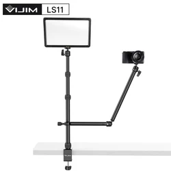 VIJIM LS11 Desk Mount Stand, C-Clamp Mount, braço flexível, Estender Light Stand, 360 ° Ballhead, Suporte para microfone, Anel Light Bracket