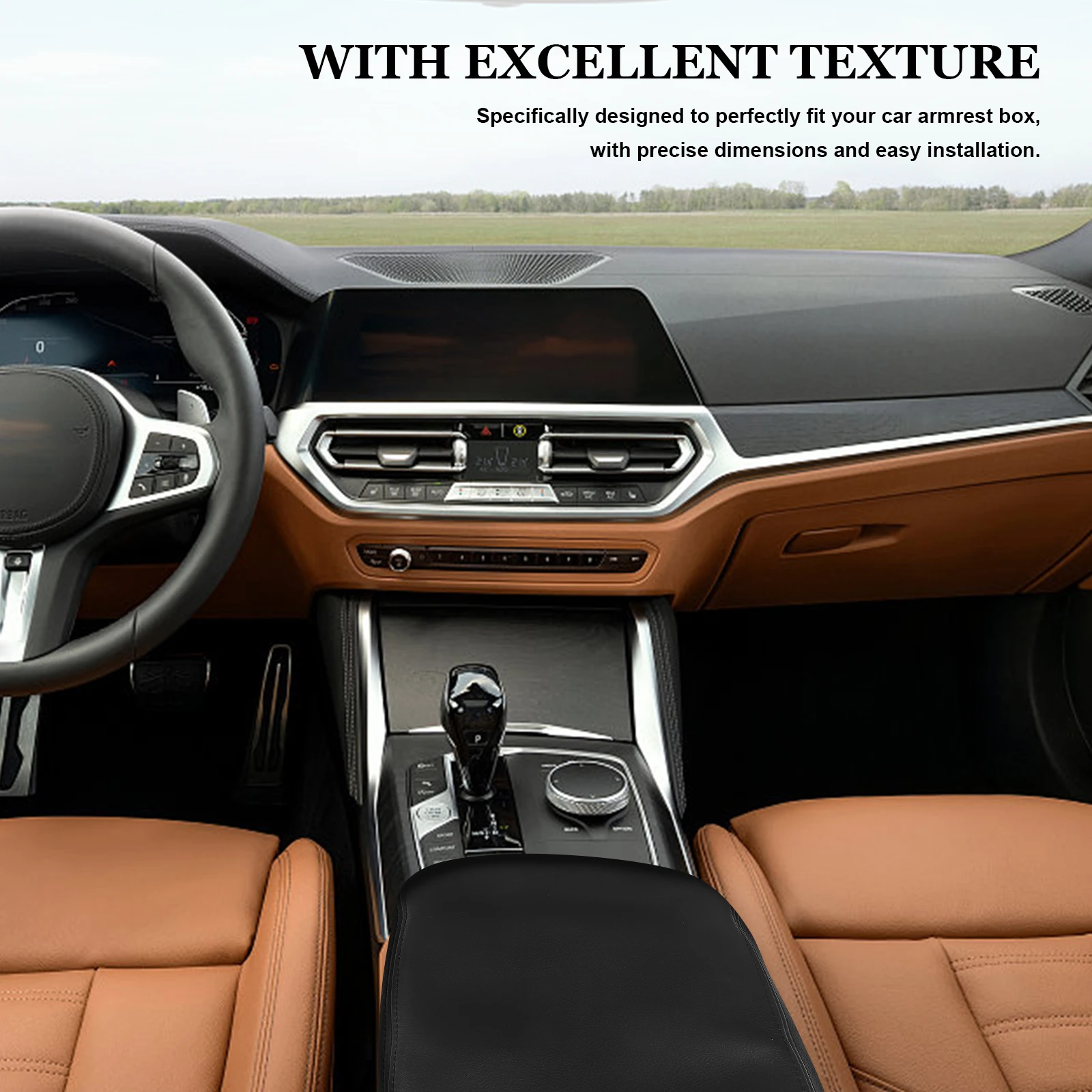 

Firm Microfiber Car Armrest Front Seat Handrail Box Black Durable Luxury Interior Protection Auto Seat Armrest Cover Pad