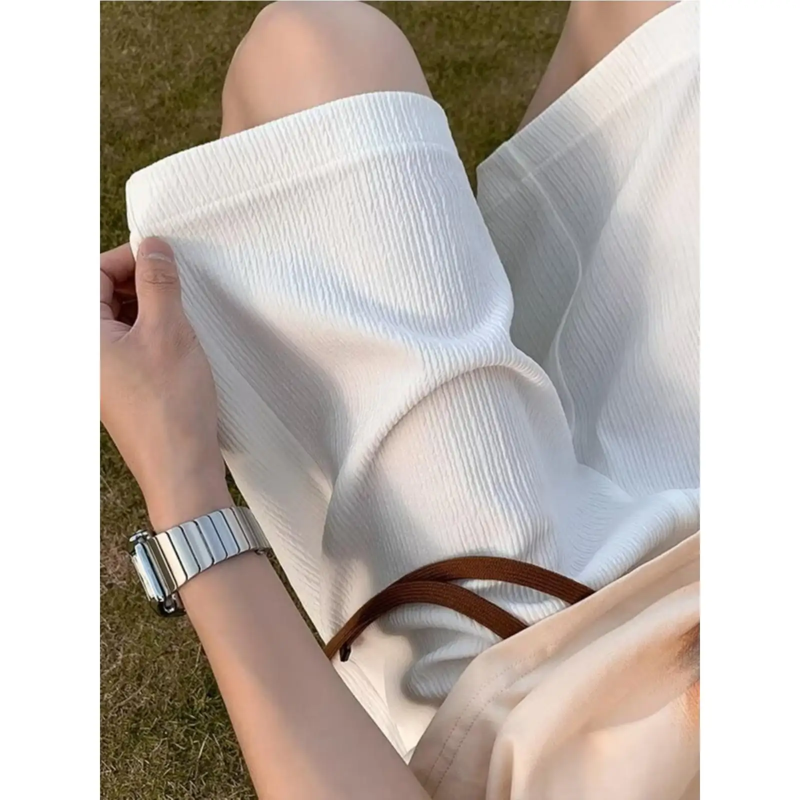 

Ледяная шелковая текстура, мужские летние тонкие повседневные свободные брюки, модные брендовые легкие удобные прямые длинные брюки