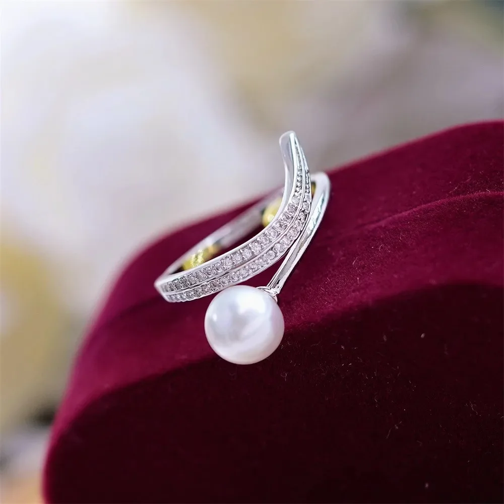 

DIY Pearl Accessories 18K Bag Gold Copper Thick Gold Plated Design Open Ring Silver Work in Progress 7-11mm No Pearl