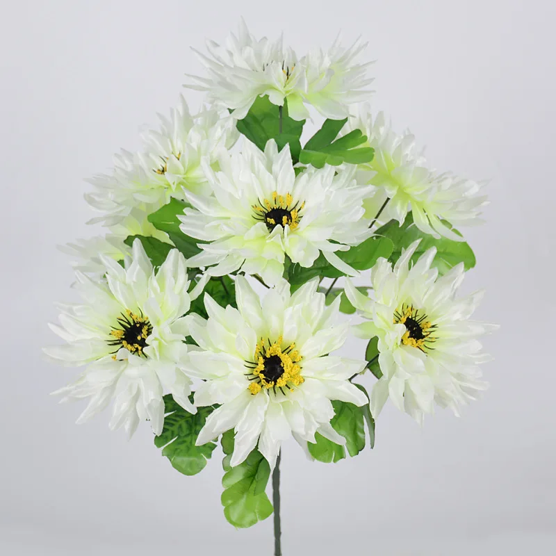 9 PCS Artificial Chrysanthemum Sacrificial Sweeping Fake Flowers Cemetery Tombstone Fake Flower Decoration Plastic Flowers