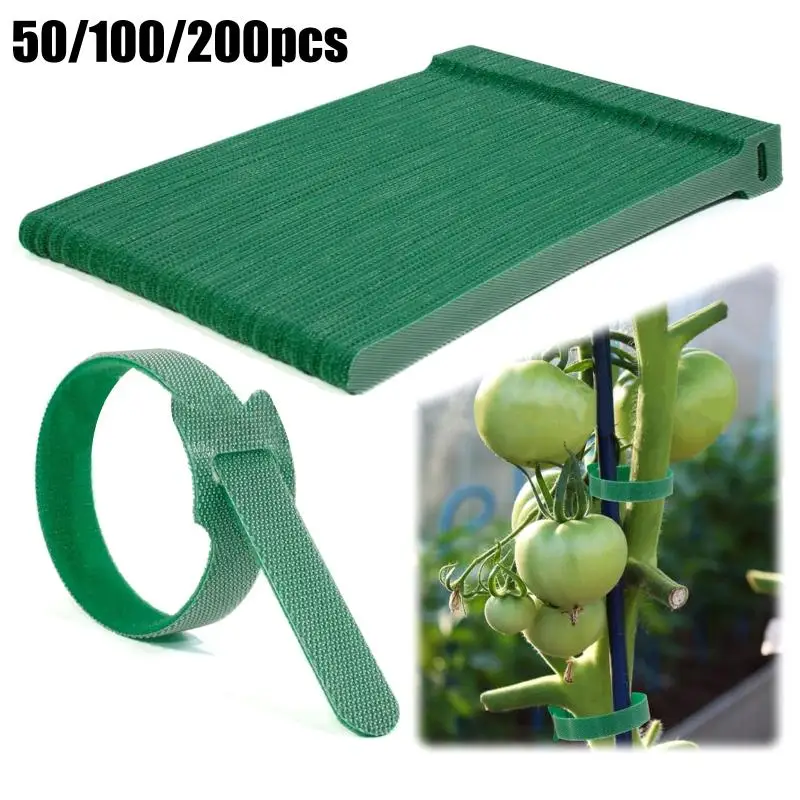 (BF06)50/100/200pcs Reusable Adjustable Non-Slip Nylon Plant Ties With Hook And Loop Fasteners, Ideal For Gardening Applications