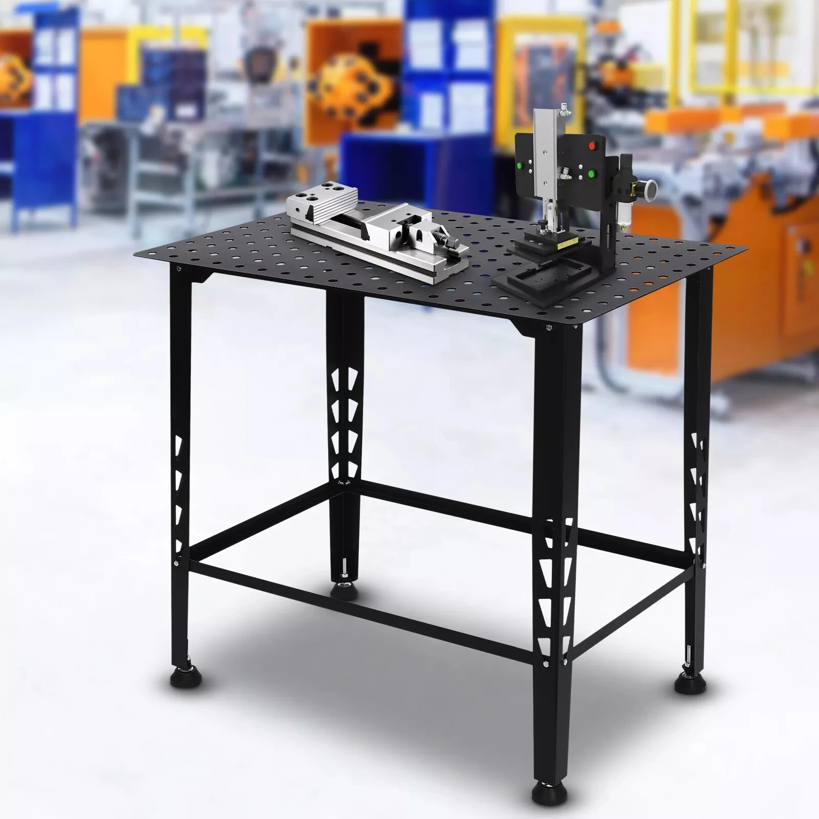 Modular aço solda mesa, bancada com Fit-up Kit, preto, 36 "x 24"
